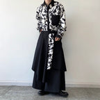 Multi-layered Floral-paneled Culottes Hakama Pants