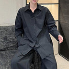Loose Casual Stitching Long-sleeved Shirt