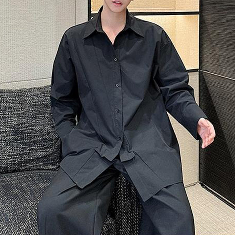 Loose Casual Stitching Long-sleeved Shirt