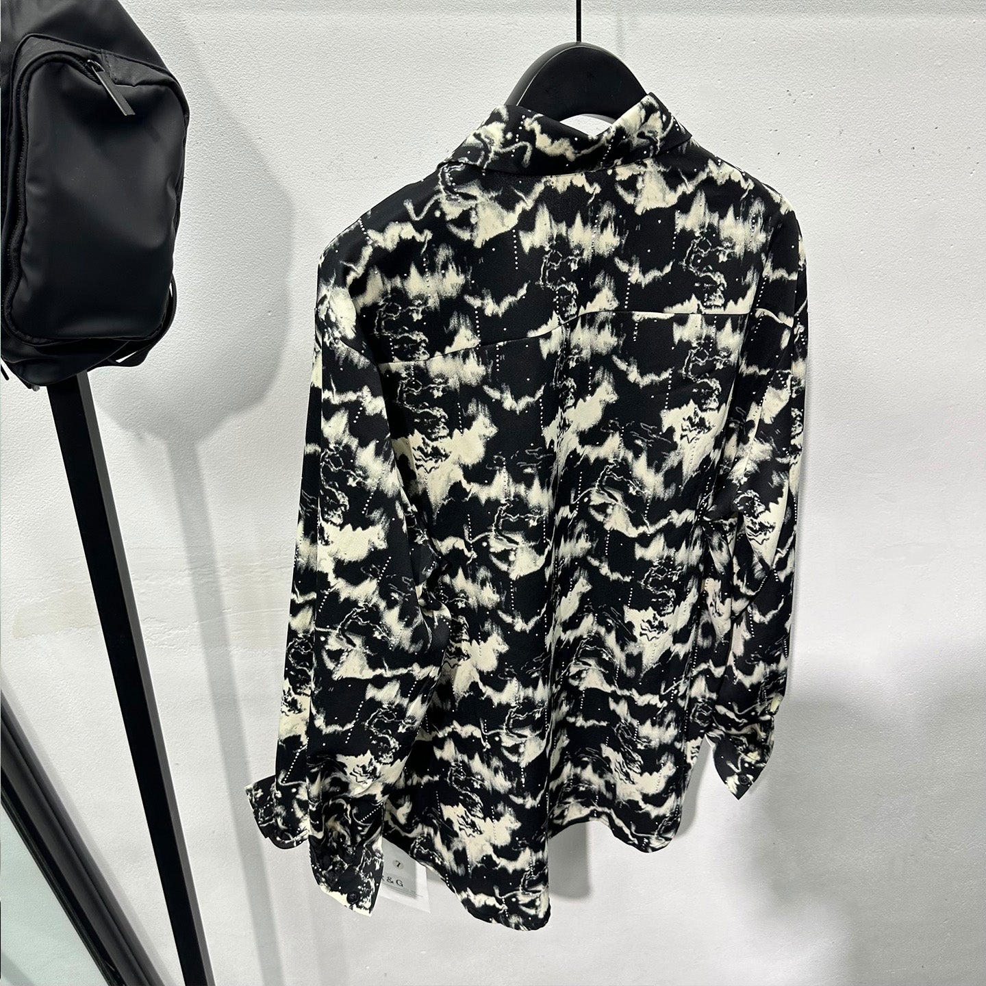 Printed Rhinestone Drape Loose Shirt