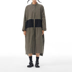 Loose Color Contrast Stitching Cardigan Dress