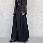 Dark A-Line Pleated Culottes Hakama Pants