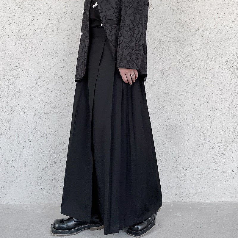 Dark A-Line Pleated Culottes Hakama Pants