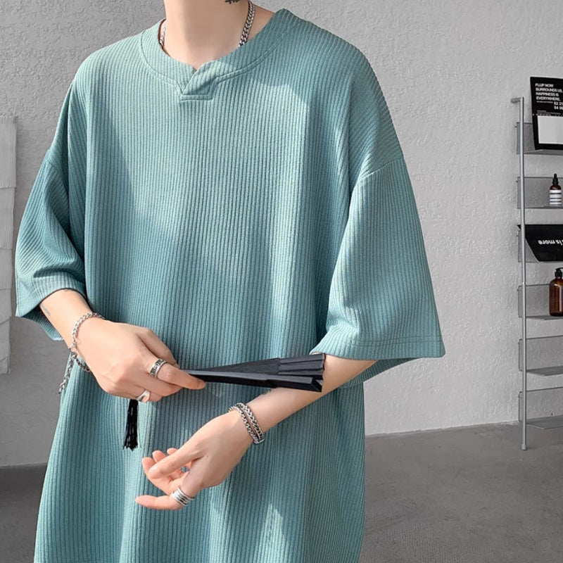 V-neck Ice Silk Loose Short-sleeved T-shirt