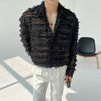 Tassel Striped Hollow Loose Shirt