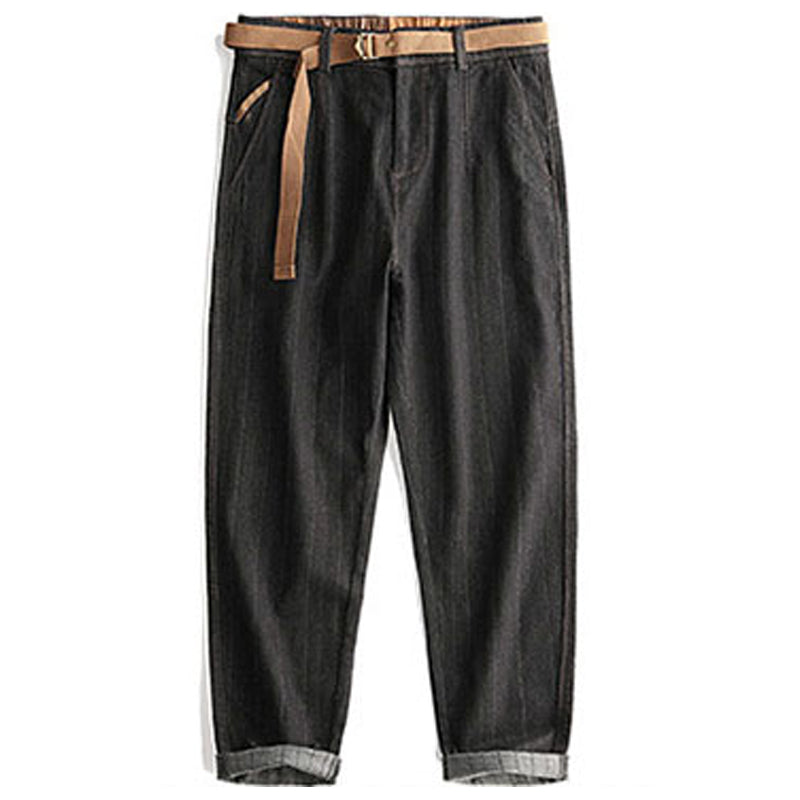 Straight-leg Loose Vertical Striped Jeans