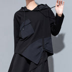 Irregular Patchwork Slit Hooded T-shirt