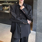 Silky 3D Lace Rose Gem Button Loose Shirt