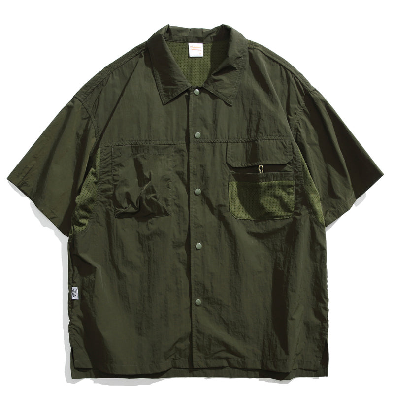 Japanese Retro Multi-pocket Patchwork Loose T-shirt