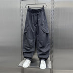 Retro Pleated Multi-Pocket Loose Straight Wide-Leg Pants