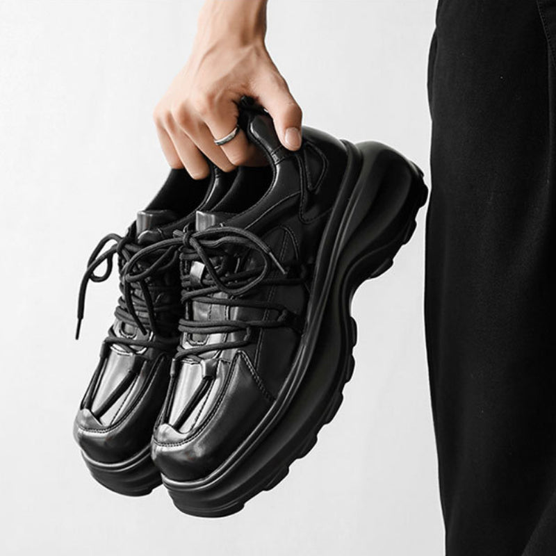 Square Thick Sole asual Black Shoes