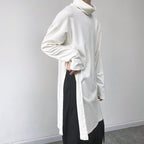 High Neck Side Slits Long Sweatshirt