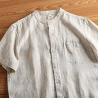 Linen Thin Retro Casual Stand Collar Shirt
