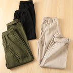 Thick Brushed Cotton Loose Straight Pants