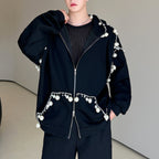Hand-sewn Pearl Embellished Hooded Sweatshirt Jacket