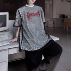 Mesh Fake Two-piece Letter Printed Patchwork T-shirt
