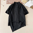 Ice Silk Retro Irregular Loose Short-sleeved Shirt