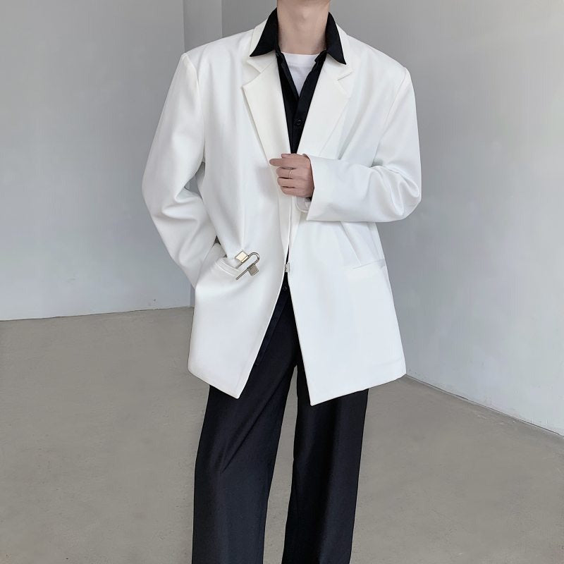 White Suit Jacket with Metal Buttons