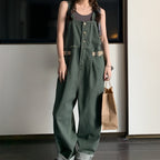 Denim Casual Wide-Leg Overalls