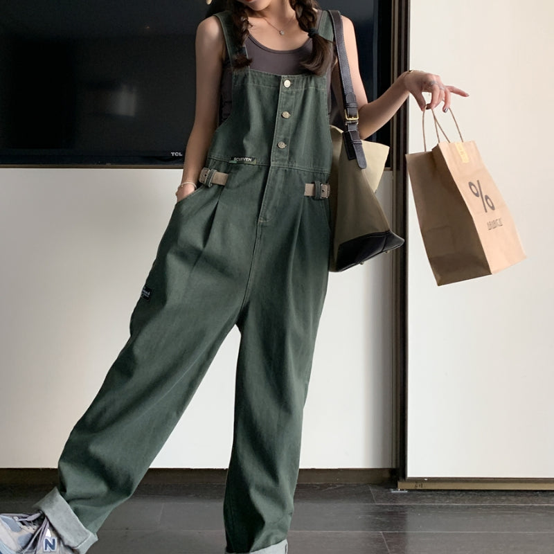 Denim Casual Wide-Leg Overalls