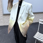 Splash-ink Gradient Design Shoulder Pad Blazer