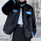 Reversible Deconstructed Leather Paneled Faux Fur Coat