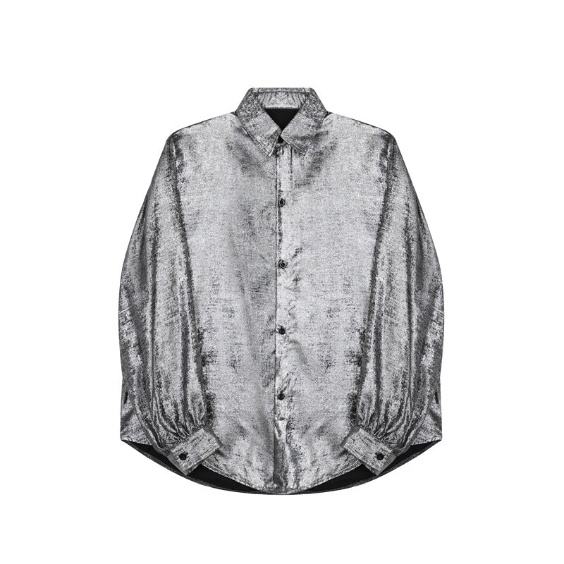 Reflective Draped Long Sleeve Shirt