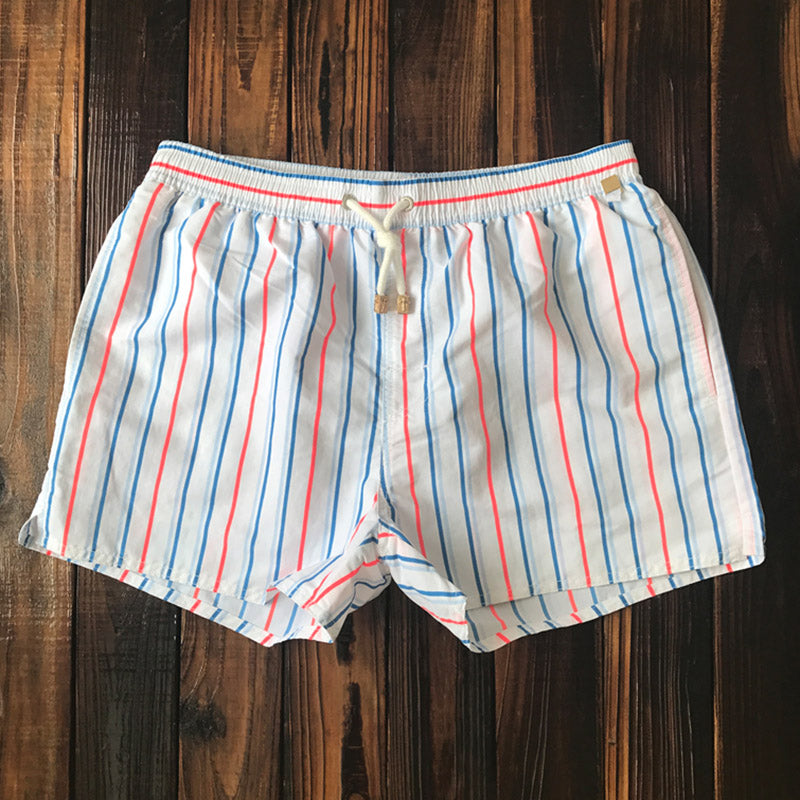 Blue Quick-drying Striped Beach Shorts