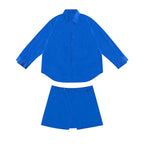 Two-piece Waist-revealing Blue Shirt
