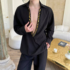 V-neck Sequined Silhouette Shirt