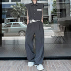 Colorblock Sleeveless Vest Wide Leg Trousers Two-Piece Set