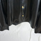 Round Neck PU Leather Cropped Jacket