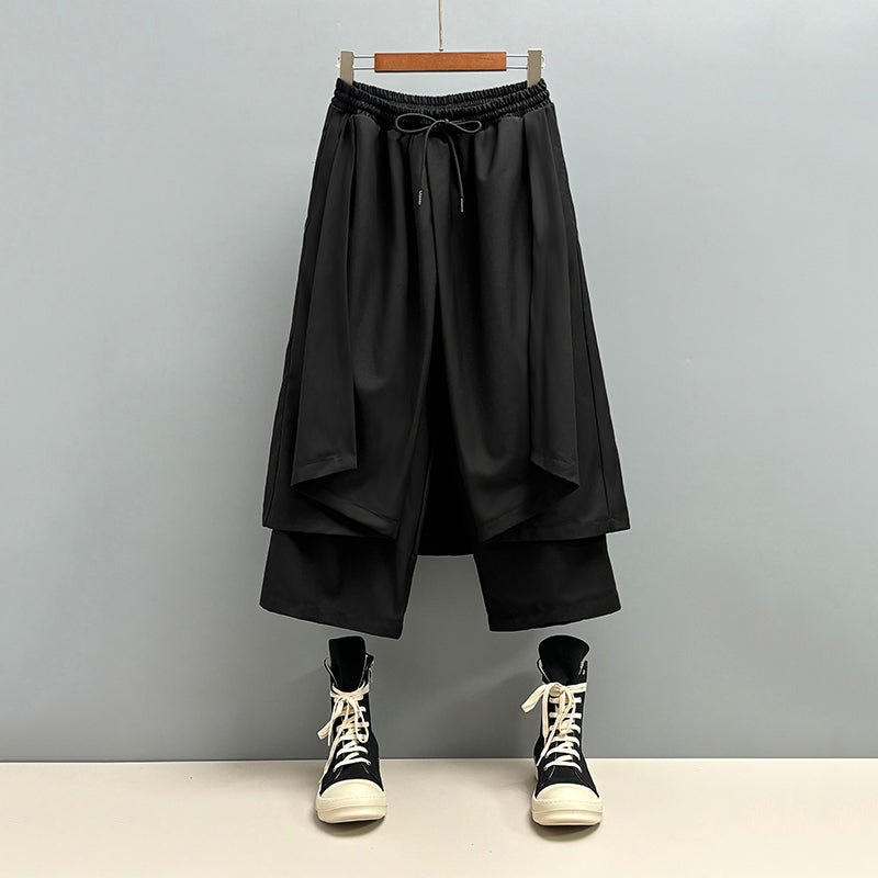 Irregular Multi-layer Cropped Hakama Pants