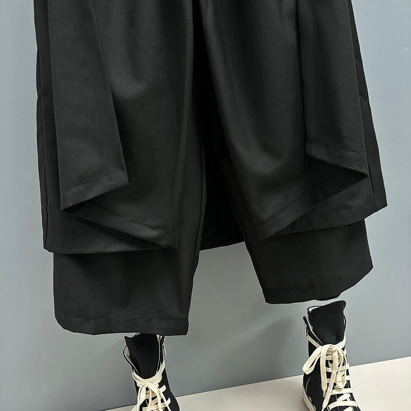 Irregular Multi-layer Cropped Hakama Pants