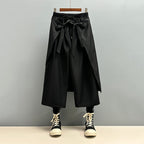 Loose Wide-leg Cropped Strappy Hakama Pants