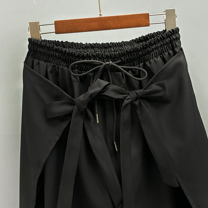 Loose Wide-leg Cropped Strappy Hakama Pants