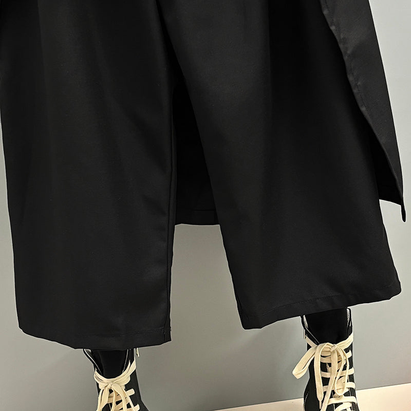 Loose Wide-leg Cropped Strappy Hakama Pants