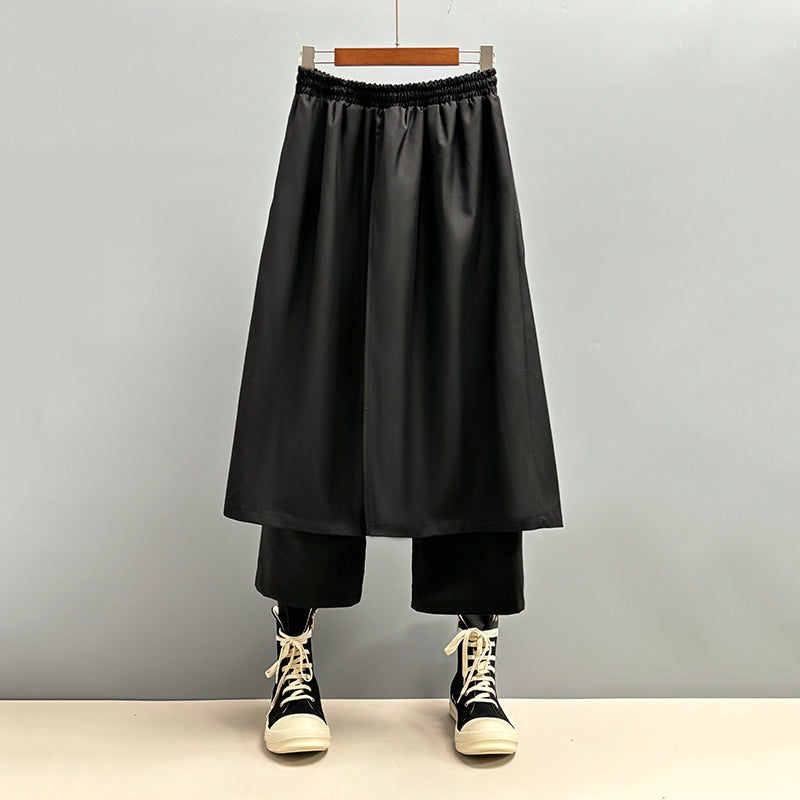 Loose Wide-leg Cropped Strappy Hakama Pants
