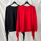 Fringed Long Sleeve Sweatshirt