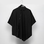 Dark Jacquard Retro Irregular Hem Short-sleeved Shirt