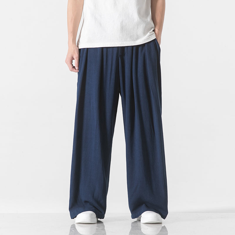 Loose Solid Straight-leg Pants