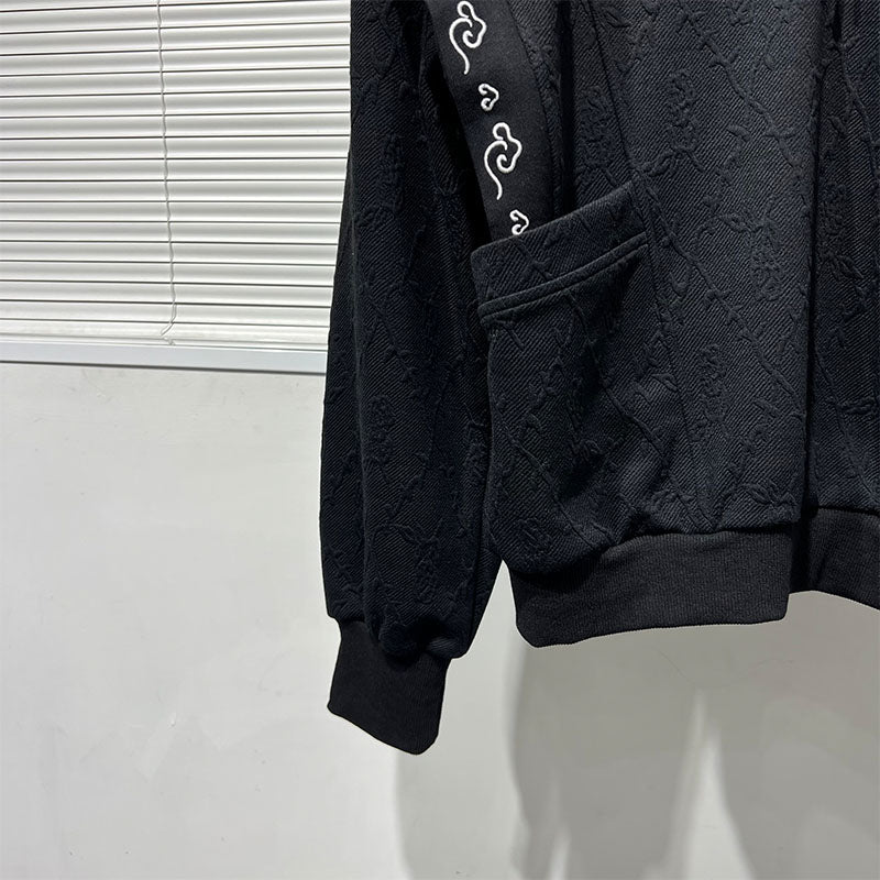 Dark Fake Two-piece Embroidered V-neck Sweatshirt