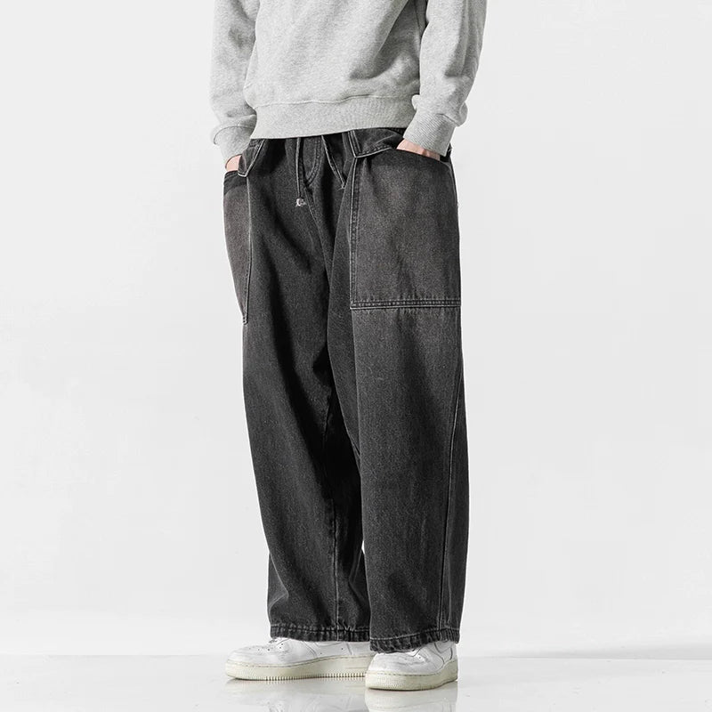 Loose Wide Big Pocket Straight Jeans