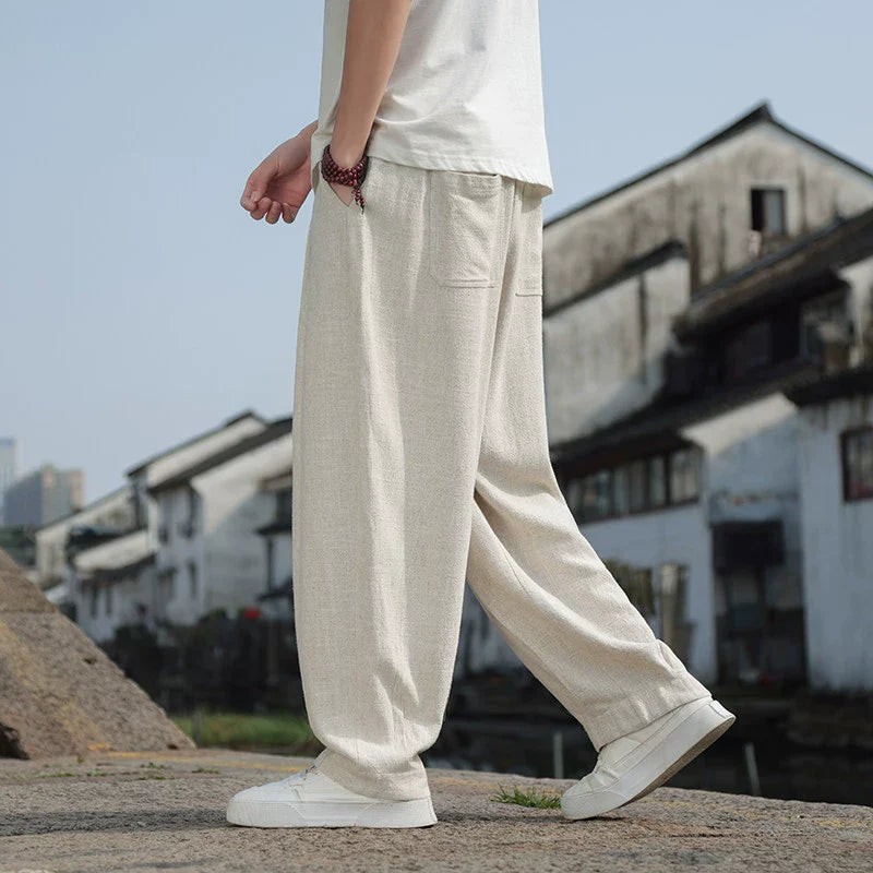 Linen Loose Drape Wide-Leg Pants