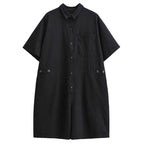 Button Short Sleeve Shirt Jumpsuit