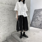 Japanese Style Irregular Pleated Loose T-shirt