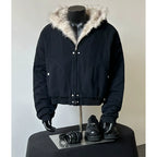 Warm Solid Color Loose Hooded Cotton Jacket