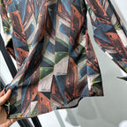 Retro Geometric Print Loose Long-sleeved Shirt