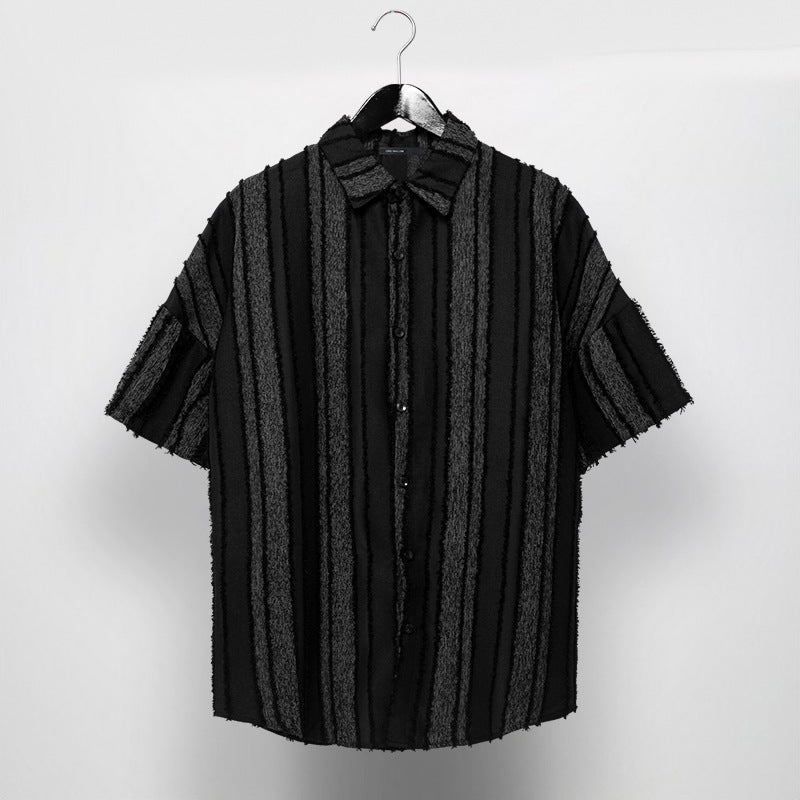 Retro Vertical Striped Fringe Patchwork Shirt