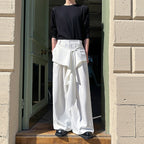 Retro Ribbon Casual Wide-leg Irregular Trousers